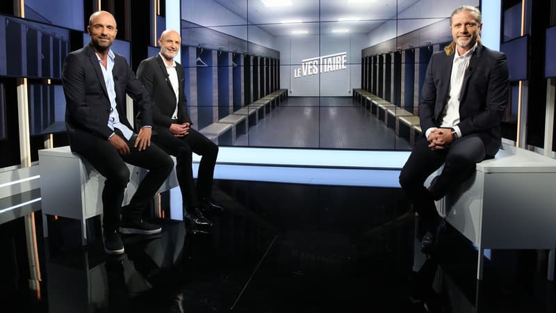 Christophe Dugarry, Franck Leboeuf, Emmanuel Petit dans Le Vestiaire