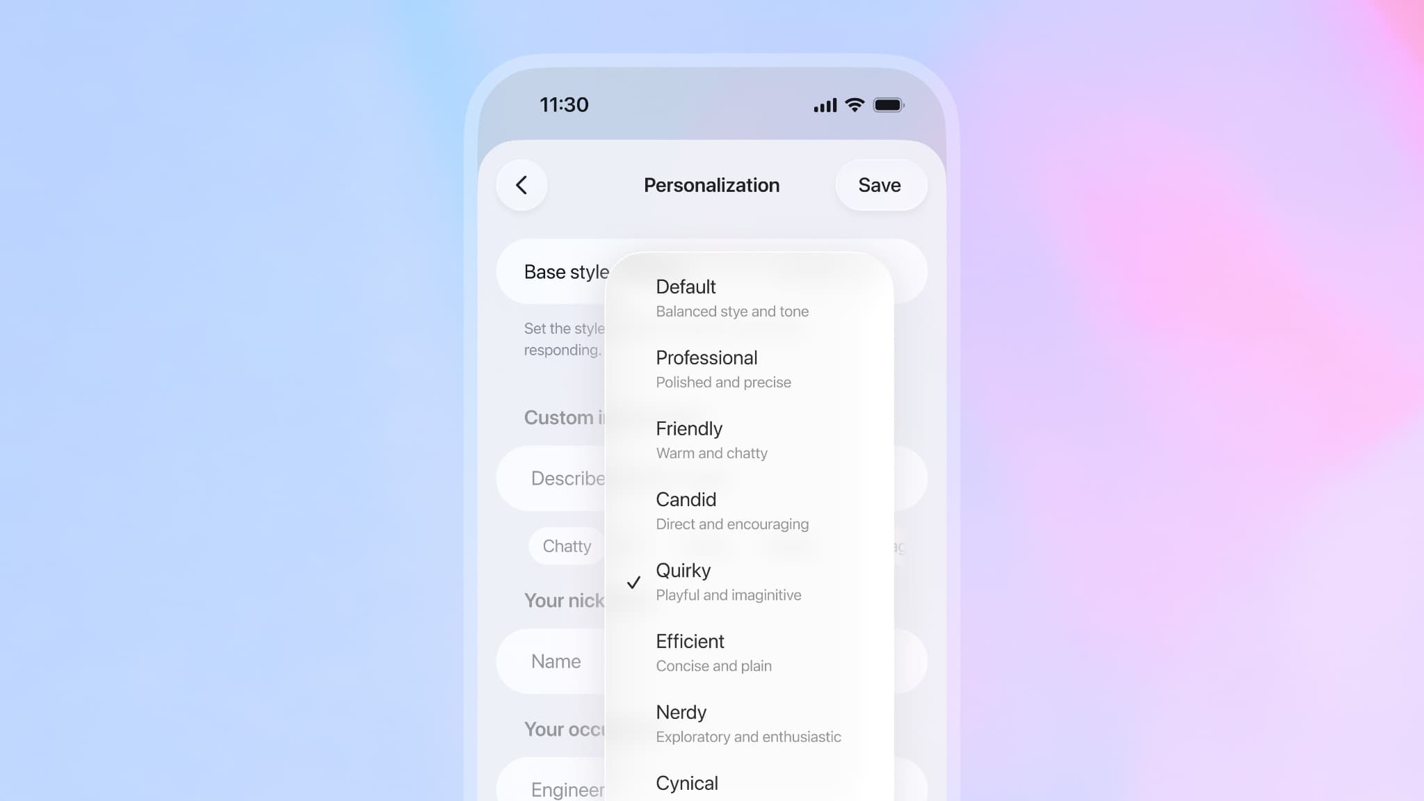 Les personnalités de GPT 5.1