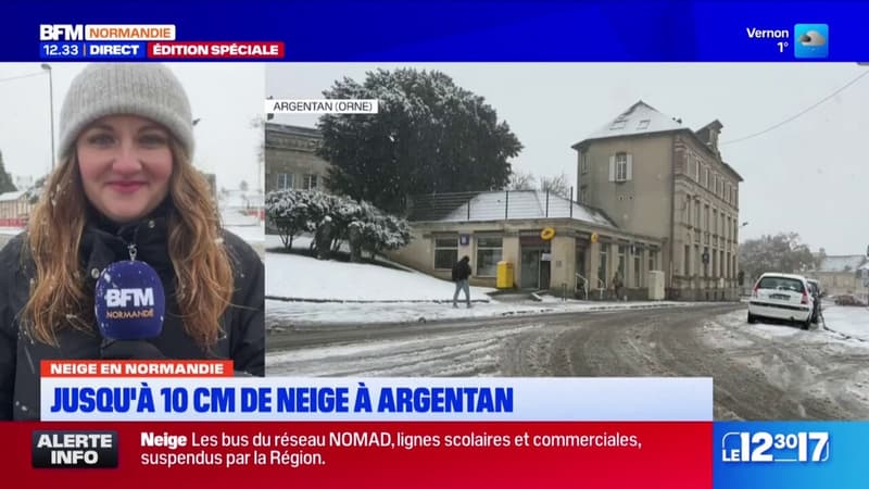 Argentan: la neige recouvre les chaussées de la ville, jusqu'à 10 centimètres attendus 