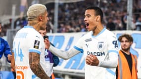Mason Greenwood célèbre son but lors du match OM-Toulouse (3-2, L1), le 6 avril 2024
