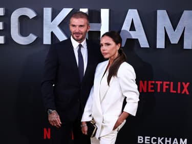 David et Victoria Beckham lors de l'avant-première de la série Netflix à Londres, le 3 octobre 2023