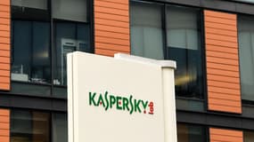 Logo de la société Kaspersky, spécialisée dans la sécurité des systèmes d'information proposant des antivirus