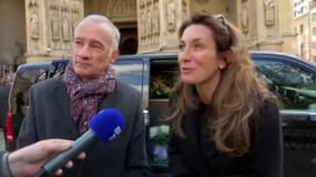 Anne-Claire Coudray et Gilles Bouleau aux obsèques de Jean-Pierre Pernaut.