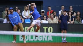 Corentin Moutet contre Marin Cilic en Coupe Davis, le 13 septembre 2025.