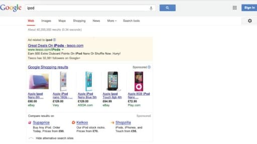 Google propose de laisser à trois concurrents un petit encadré sous les résultats de Google Shopping