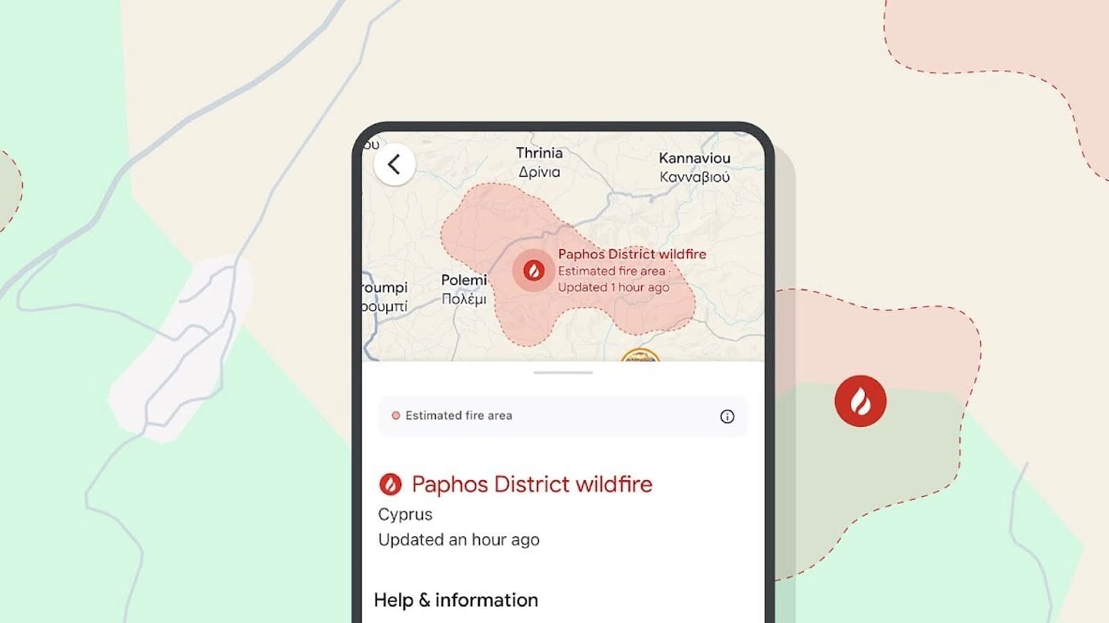 Google affiche les zones d'incendie et leur évolution