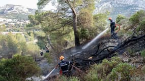 Un incendie sur un massif à Aubagne le 26 mars 2022.