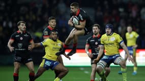 Thomas Ramos à la réception d'un ballon lors de Toulouse-Clermont, 25 novembre 2023