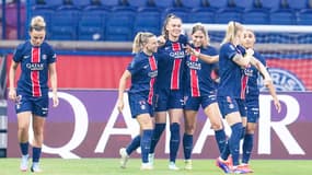La joie des Parisiennes lors de PSG-PFC, le 11 mai 2025.