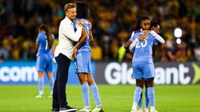 Hervé Renard, Wendie Renard, Laurina Fazer et Vicki Becho, à Brisbane le 12 août 2023