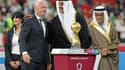 Le président de la Fifa Gianni Infantino et l'émir du Qatar Cheikh Tamim bin Hamad al-Thani à Al-Khor, le 18 décembre 2021 