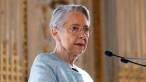 La ministre de l'Éducation nationale Élisabeth Borne le 28 avril 2025 à Paris lors de la présentation du rapport de relance des "Assises de lutte contre l'antisémitisme"