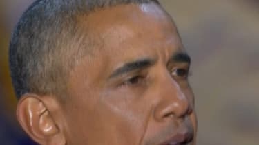 Barack Obama, ému, lors de son discours à Chicago.