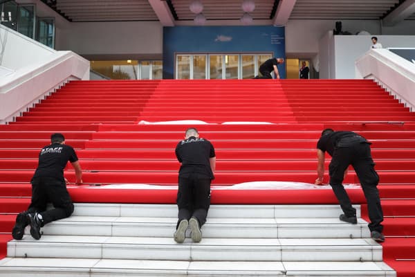 The red carpet was rolled out on the stairs of the Palais des Festivals in Cannes, on May 14, 2024.