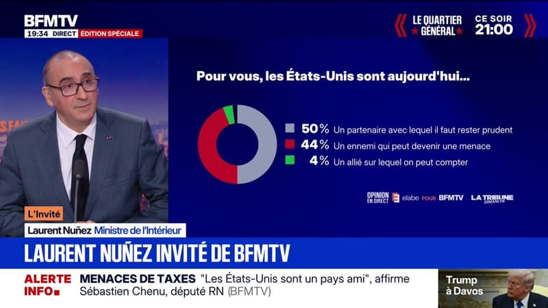 Laurent Nuñez indique qu'"il y a des difficultés en ce moment" dans la collaboration entre les services de police et de renseignement français et américains