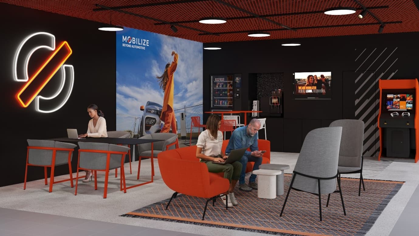 Renault prévoit d'accompagner son réseau de recharge d'espace dédié avec café et jeux pour que les automobilistes patientent.
