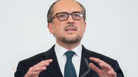 Le chancelier autrichien Alexander Schallenberg lors d'uen conférence de presse, le 14 novembre 2021 à Vienne