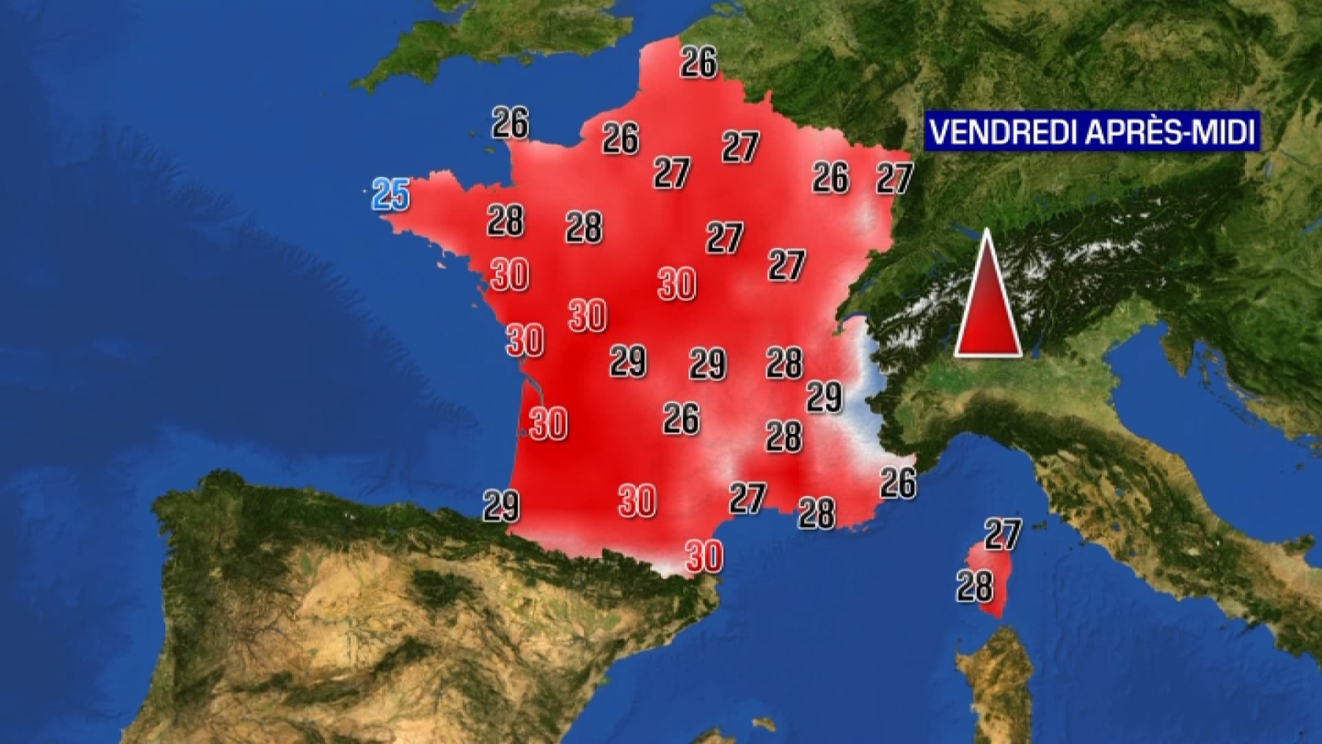 Les températures attendues pour la journée du vendredi 15 septembre 2023.