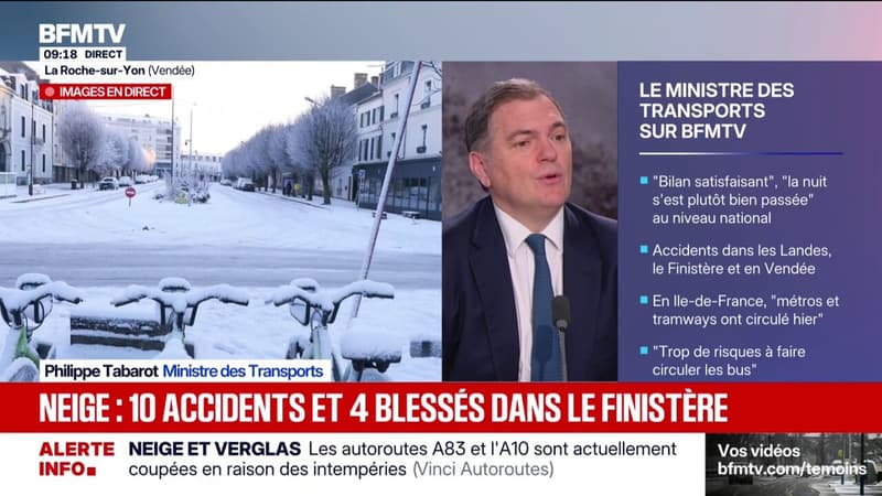 Neige: "Je préférais un ralentissement plutôt que des naufragés de la nuit", assure le ministre des Transports