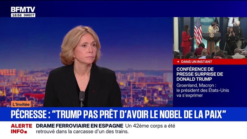 Pour Valérie Pécresse, présidente (LR) de la région Île-de-France, "Donald Trump n'est pas prêt d'avoir le prix Nobel de la paix"