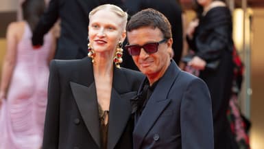 Omar et Yulia Harfouch en Saint-Laurent sur le tapis rouge de la 78e édition du Festival de Cannes, 2025