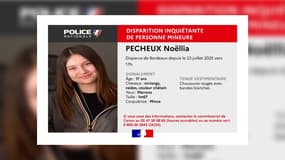 Un appel à témoins lancé après la "disparition inquiétante" de Noëllia, à Bordeaux le 23 juillet 2025.