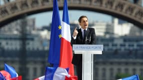 Nicolas Sarkozy, lors d'un meeting le 1er mai 2012 au Trocadéro.