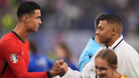 Cristiano Ronaldo et Kylian Mbappé lors de France-Portugal le 5 juillet 2024