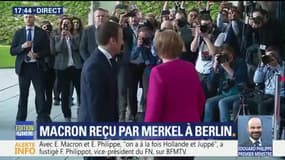Emmanuel Macron reçu par Angela Merkel à Berlin