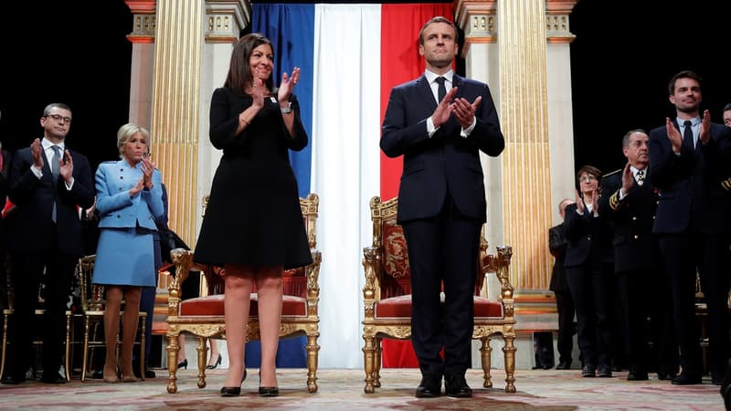Anne Hidalgo, maire de Paris et Emmanuel Macron, président de la République