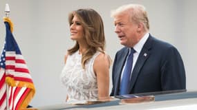 Melania et Donald Trump lors de leur arrivée au Parc du Cinquantenaire à Bruxelles pour un dîner de gala après le sommet de l'Otan le 11 juillet 2018
