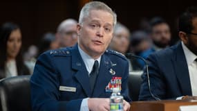 Le directeur de la National Security Agency, Timothy Haugh, témoigne lors d'une audition de la commission sénatoriale du renseignement "pour examiner les menaces mondiales", à Washington, DC, le 25 mars 2025.