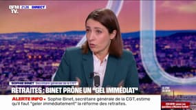 Retraites: "Des mesures de financement, il y en a beaucoup. On n'a pas de souci à parler de ça", affirme Sophie Binet (CGT)