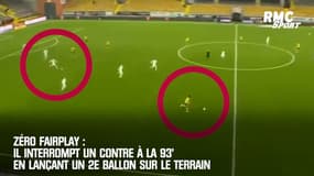 Zéro fairplay : Il interrompt un contre à la 93' en lançant un 2e ballon sur le terrain