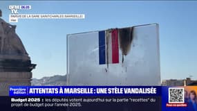Le monument d'hommage aux victimes de l'attentat de la gare Saint-Charles à Marseille vandalisé
