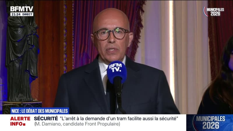 "Je veux dire aux Niçois et aux Niçoises que le temps du changement est venu", annonce Éric Ciotti (UDR), candidat à la mairie de Nice