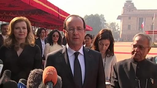 Le président de la République François Hollande, en Inde jeudi.
