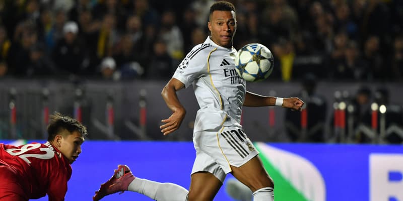 Kylian Mbappé buteur lors de Kaïrat Almaty-Real Madrid, le 30 septembre 2025.