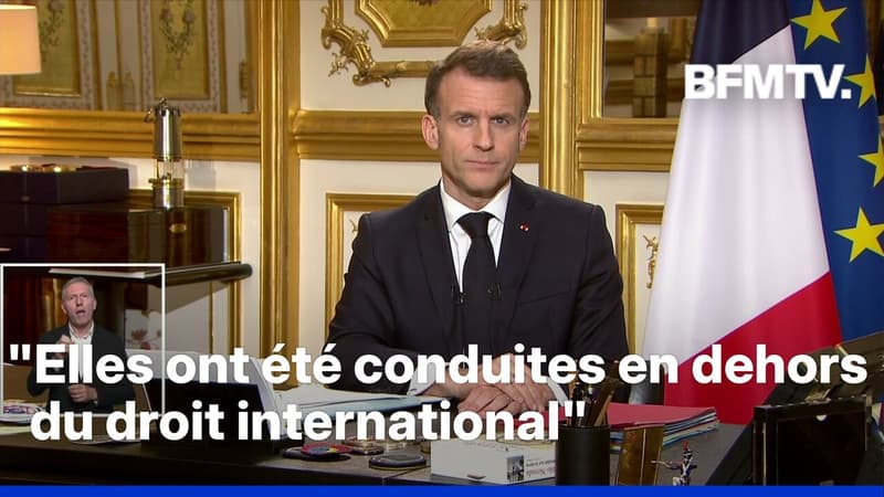 Emmanuel Macron estime que les États-Unis et Israël ont agi "en dehors du droit international" mais "aucun bourreau" ne sera "regretté"