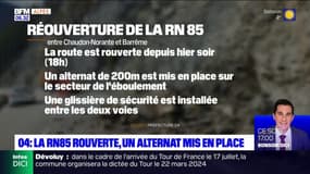 Éboulement sur la RN85: réouverture de la route entre Chaudon-Norante et Barrême