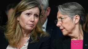 Élisabeth Borne (D) et Yaël Braun-Pivet au congrès du parti Horizons, le 25 mars 2023 à Paris 