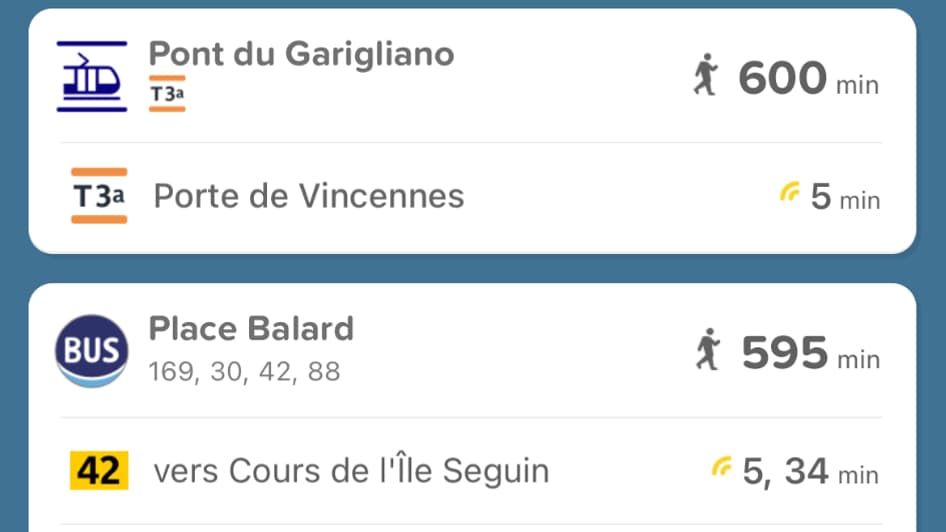 Les transports alentours sur CityMapper