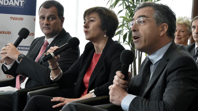 Pour le second tour en Languedoc-Roussillon-Midi-Pyrénées, sont candidats : Louis Aliot, Carole Delga et Dominique Reynié.