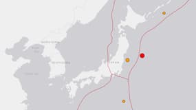 L'épicentre du séisme se situe au large de la côte est du Japon. 