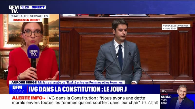 IVG dans la Constitution: Aurore Bergé, ministre chargée de l'Égalité entre les Femmes et les Hommes, salue 