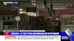 Orages dans le Gard: une partie de la toiture d'un supermarché s'est effondrée