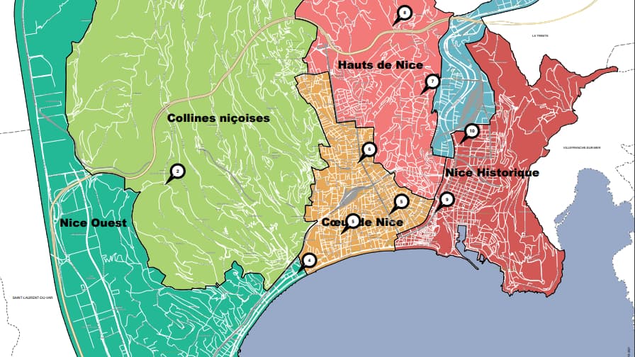 Capture d'écran de la carte des points de collecte des sapins de Noël à Nice. Capture d'écran de la carte des points de collecte des sapins de Noël à Nice.