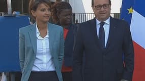 François Hollande et Najat Vallaud-Belkacem à Clichy-sous-Bois, mardi.