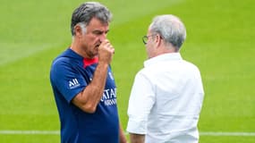 Christophe Galtier avec Luis Campos au PSG, le 4 août 2022