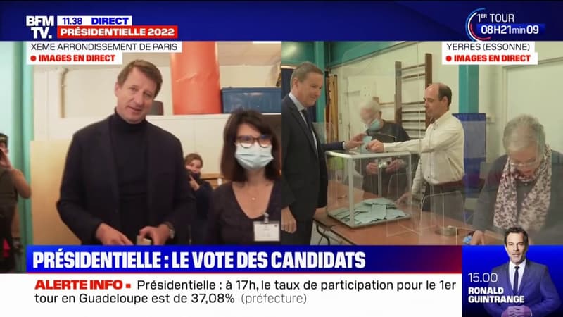 Présidentielle: Nicolas Dupont-Aignan vote à Yerres en Essonne